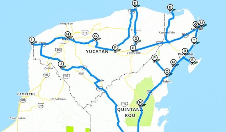 Map of the Peninsula de yucatan
