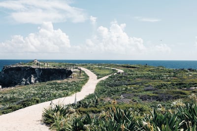 Punta Sur garden and panoramic views of the sea at Isla Mujeres, Mexico